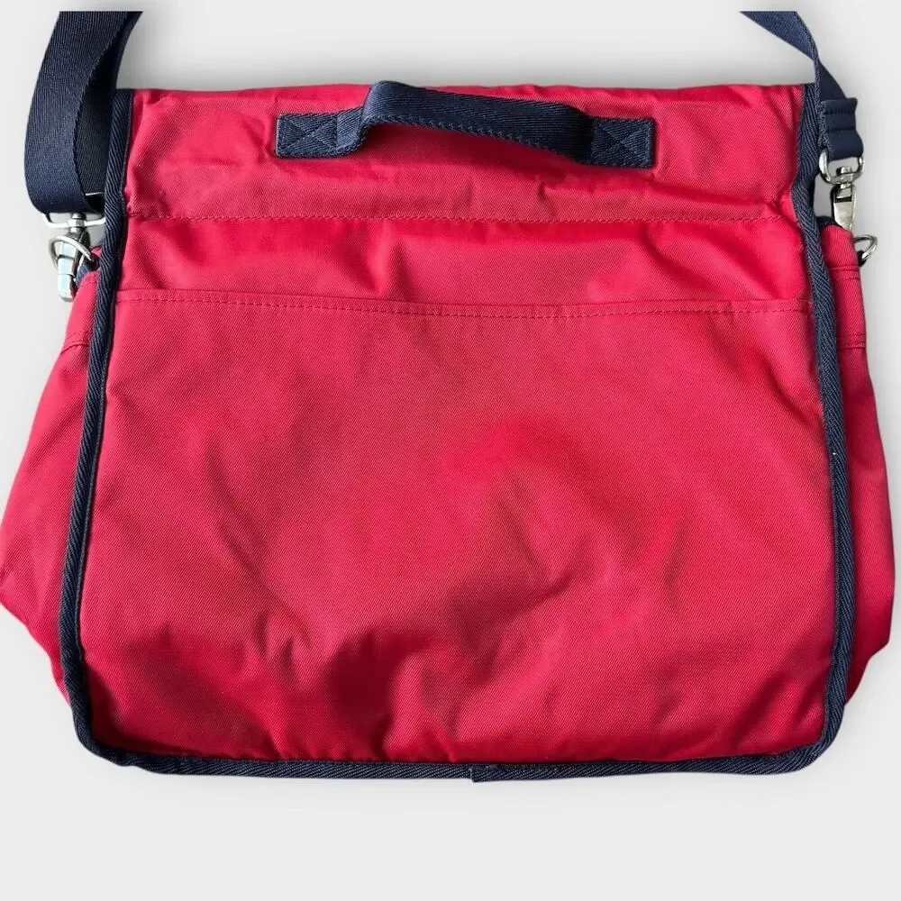 Vintage 90s Tommy Hilfiger Messenger Lap Top Bag Red Preppy Academic Grunge